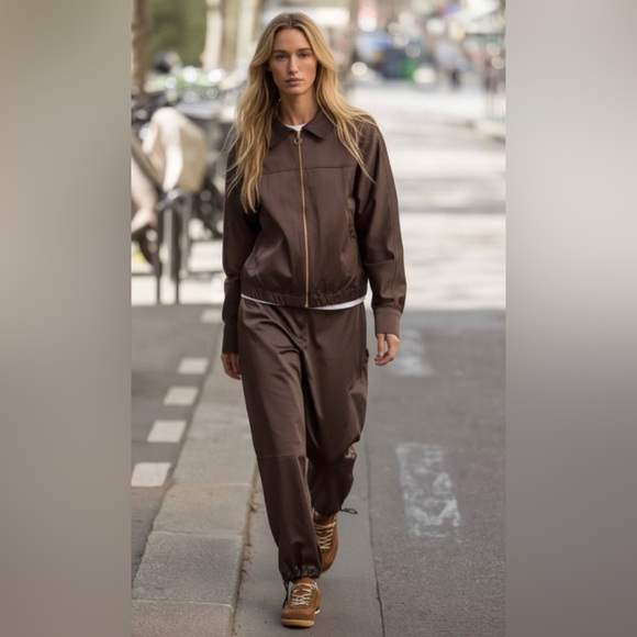 Zara Pants - ZARA Satin Zip-Up Jacket